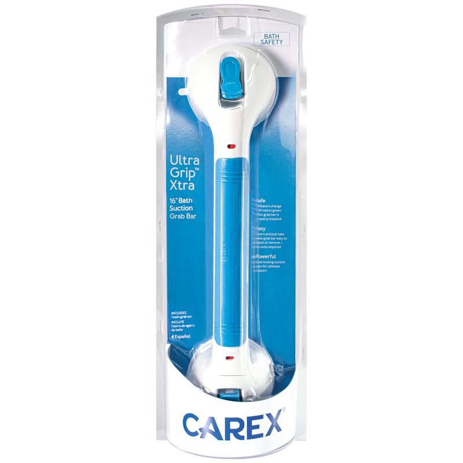 Carex Suction Shower Grab Bar, 16" Ultra Grip Handle, Dual Locking, 75 lb Weight Capacity - image 1 of 10