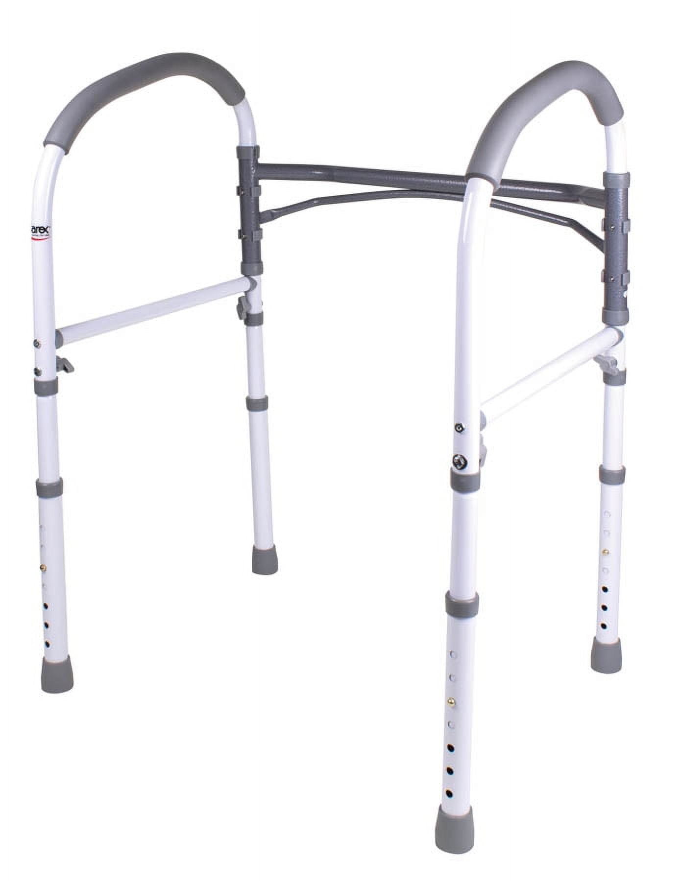 Carex Adjustable White and Gray Metal Toilet Safety Rail