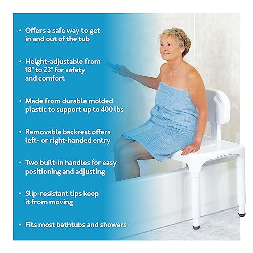 Carex Universal Tub Transfer Bench, Shower Bench and Bath Seat, Shower
