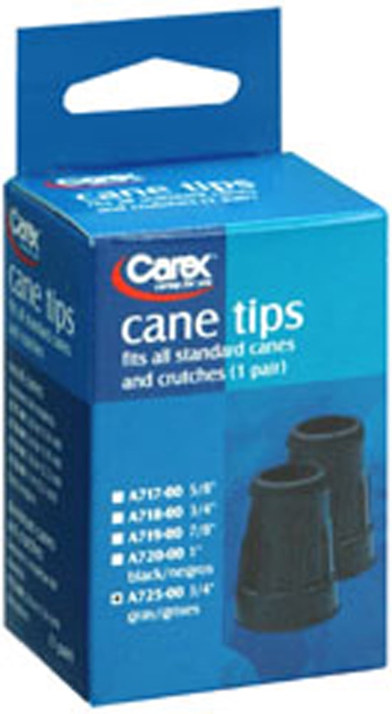 Carex Walking Cane Tips 3/4 inch, Study NonSlip Synthetic Rubber Mobility Aids, Black, 2 Count