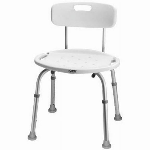 Carex Adjustable White Bath/Shower Bench with Aluminum Legs, 350 lb Weight Capacity