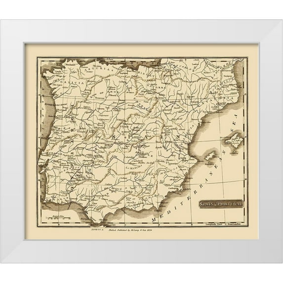 Carey 14x12 White Modern Wood Framed Museum Art Print Titled - Spain Portugal - Carey 1820