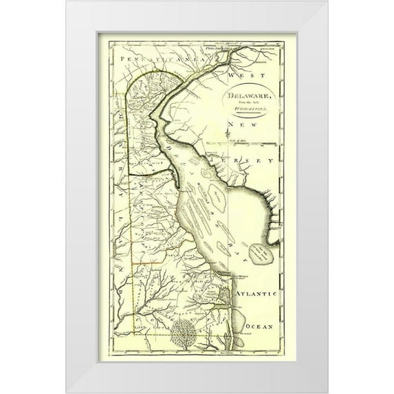Carey 21x32 White Modern Wood Framed Museum Art Print Titled - Delaware - Carey 1814