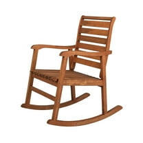 Carey Modern Slat-Back 300-Lbs Support Acacia Wood Patio Outdoor Rocking Chair, Teak
