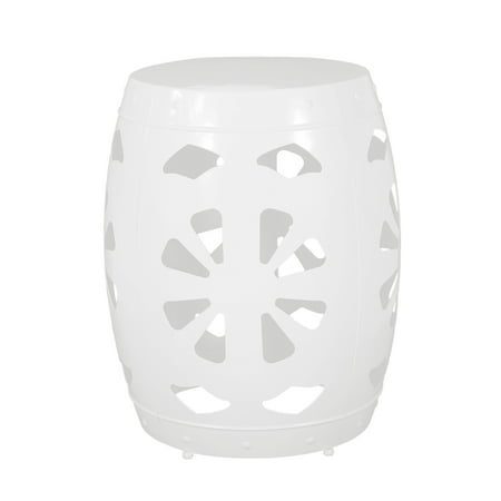 Carey Outdoor Metal Side Table, White