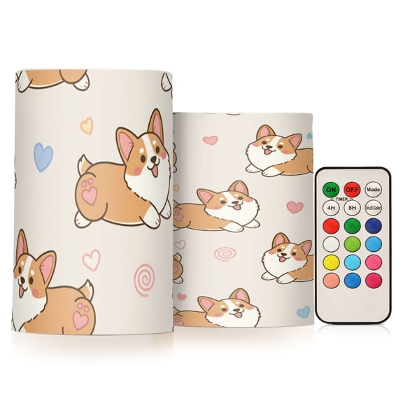 Cargi Pattern Flickering Flameless Candles Battery Operated with Remote Timer LED Pillar Candles Set of 2