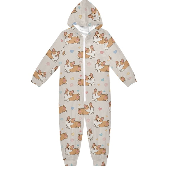 Cargi Pattern One Piece Pajamas Soft Jumpsuit Cozy Sleep and Play Romper Zipper and Pockets 13Y-14Y