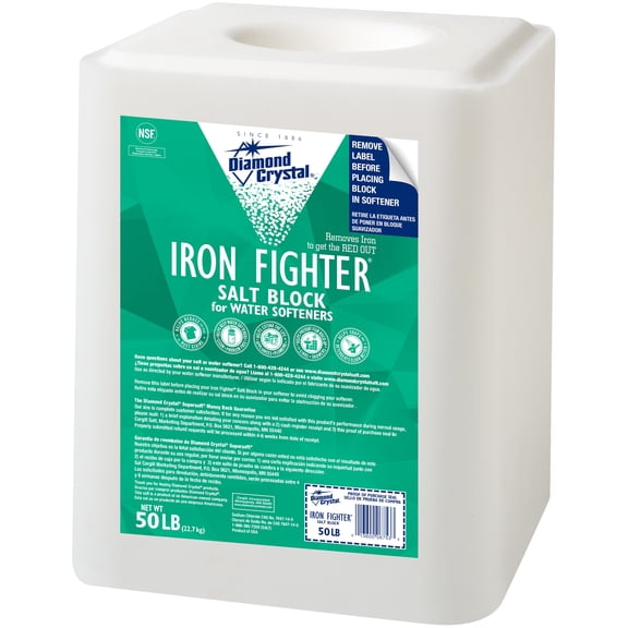 Diamond Crystal Iron Fighter Salt Block for Water Softeners, 50 Pounds - Water Soluble
