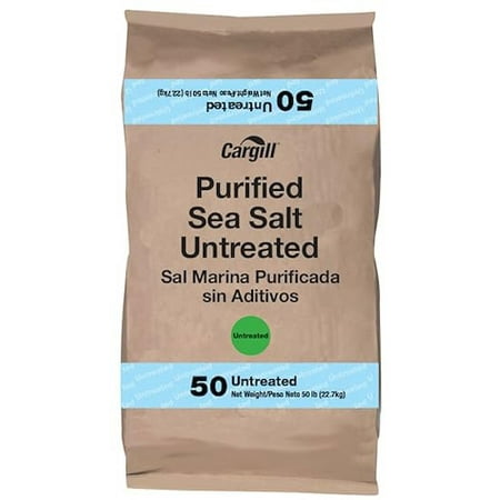 Cargill Purified Untreated Sea Salt, 50 Pound.