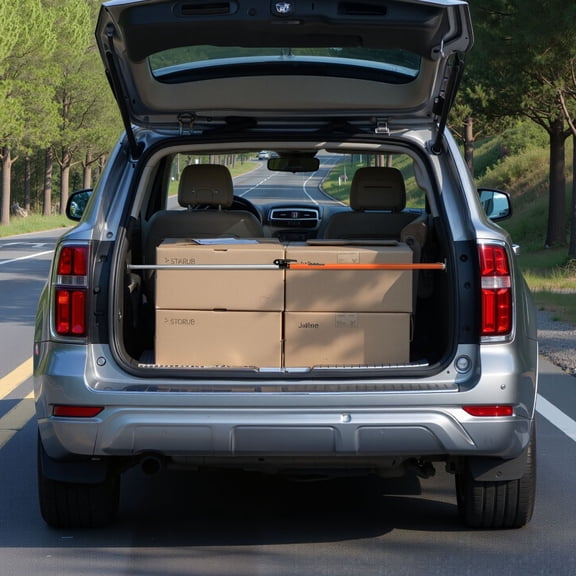 Cargo Bar, Ratcheting Cargo Bar Adjustable from 40" to 73", Heavy-duty Steel Cargos Stabilizer with Non-Slip Foot Pads, Telescoping Load Lock Bars Stop Sliding for SUVs, Sedans