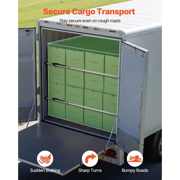 Cargo Bar,Ratcheting Cargo Bar Adjustable from 89"to 104",Heavy-duty Steel Cargos Stabilizer with Non-Slip Foot Pads,Truck Bed Load Lock Bars for Box Trucks,Semi-Trailers,Trailers (2PCS)