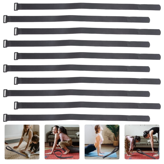 Beaupretty Yoga Mat Storage Straps Black Blends Adjustable Cinch Straps for Home 12Pcs