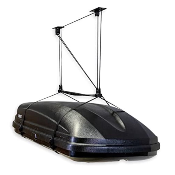 Cargo Box Pulley System Heavy-Duty Garage Hoist Lift for Rooftop Carriers Garage Storage Garage Organization Ceiling Hoist with Pulley Holds 150 lbs - Fits 810 ft Ceilings