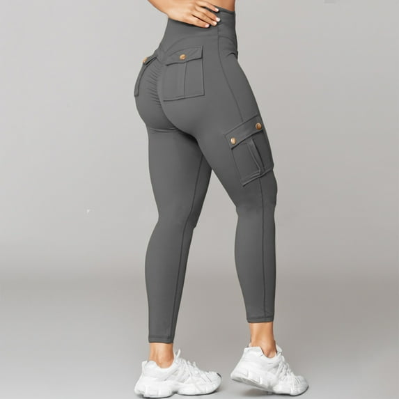 Cargo Butt Lifting Pants for Women Fitness Quick Dry Running Leggings with Pockets Tummy Control High Wasited Pants Yoga Hiking Leggings