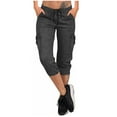 thumbnail image 1 of Cargo Capri Pant for Women Casual Loose Capris Summer Drawstring High Waist Workout Pants with Pocket, 1 of 8