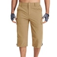 thumbnail image 1 of Cargo Capri Pants for Men Multi-Pockets Button Elastic Waist Outdoor Hiking Travel Shorts Fathers Gift, 1 of 6