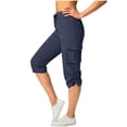 thumbnail image 1 of Cargo Capri Pants for Women High Waisted Casual Solid Pants with Elastic Waist Casual Work Pants with Pockets, 1 of 7