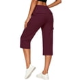 thumbnail image 1 of Cargo Capri Pants for Women High Waisted Elastic Knit Waist Casual Capris Trousers Quick Dry Hiking Cropped Pants with Pocket, 1 of 8