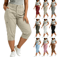 thumbnail image 1 of Cargo Capri Pants for Women Plus Size Mid-Rise Loose Lightweight Capris with Pockets Summer Casual Hiking Pants,Sizes L-5XL, 1 of 9