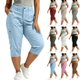 thumbnail image 1 of Cargo Capri Pants for Women Plus Size Mid-Rise Loose Lightweight Capris with Pockets Summer Casual Hiking Pants,Sizes L-5XL, 1 of 9