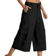 thumbnail image 1 of Cargo Capris For Women Stretch Wide Leg Hiking Pants Lightweight Baggy Cargo Pants With Pockets, 1 of 5