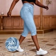 thumbnail image 1 of Cargo Capris Stretchy Denim Printed Capris Leggings Womens Soft Comfy Imitation Denim Cropped Yoga Pants Light Blue XL, 1 of 8