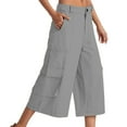 thumbnail image 2 of Viodia Cargo Capris For Women Lightweight Hiking Pants Stretch Elastic Waist Capri With Pockets... 2 of 14