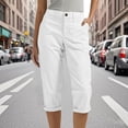 thumbnail image 1 of Cargo Capris for Women 2026 Summer Casual High Waisted Button Loose Travel Hiking Capri Cropped Pants with Pockets, 1 of 5