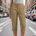 thumbnail image 1 of Cargo Capris for Women 2026 Summer Casual High Waisted Button Loose Travel Hiking Capri Cropped Pants with Pockets, 1 of 6