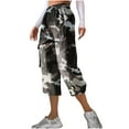 thumbnail image 1 of Cargo Capris for Women Casual Loose Fit Capri Pants Elastic Waist High Rise Pants, 1 of 6