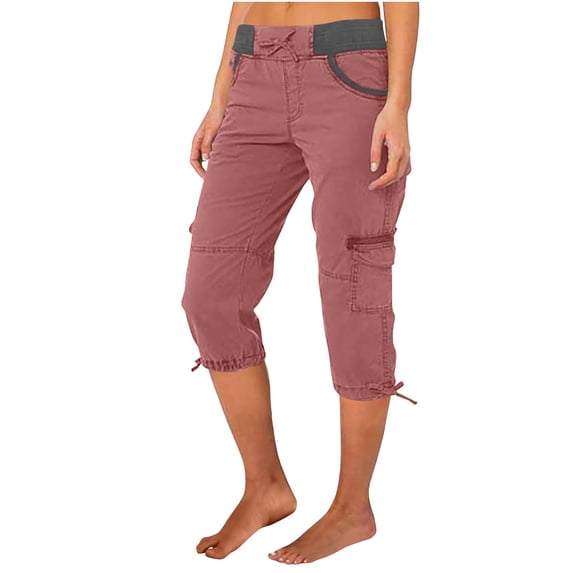 Cargo Capris for Women Drawstring Quick Dry Comfortable Cropped Pant Workout Travel Hiking Joggers Cargo Pants