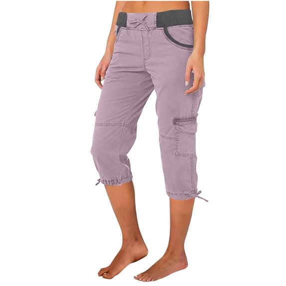 Cargo Capris for Women Drawstring Quick Dry Comfortable Cropped Pant Workout Travel Hiking Joggers Cargo Pants