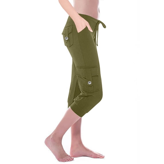 Cargo Capris for Women Low Rise Summer Lightweight Outdoor Hiking Stretchy Cropped Pants with Pockets