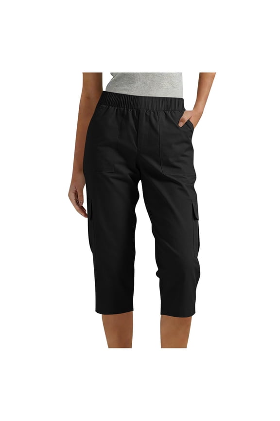 Cargo Capris for Women Stretch Lightweight Casual Solid Cargo Hiking Pant with Pockets, 2XL