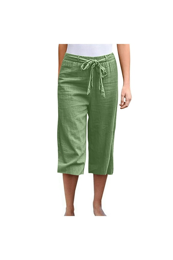 Cargo Capris for Women Wide Leg Capri Pants for Women Elastic Waisted Pants Women Summer Pants Clearance Sale