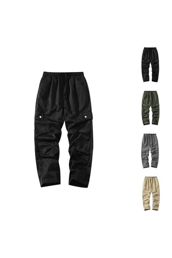 Cargo Combat Pants for Men 2025 Relaxed Fit Casual Elastic Waist Drawstring Cargo Hiking Pants with Pockets Trousers