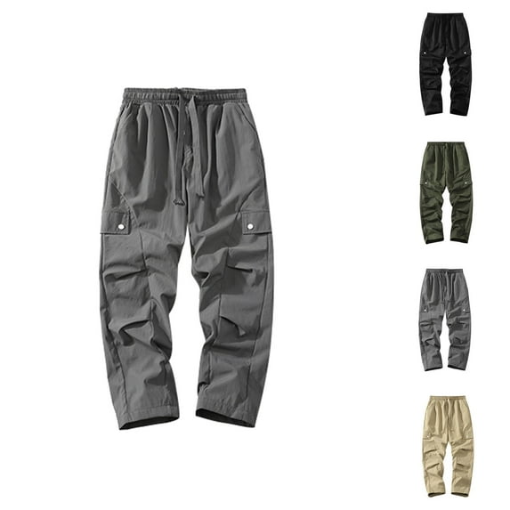 Cargo Combat Pants for Men 2025 Relaxed Fit Casual Elastic Waist Drawstring Cargo Hiking Pants with Pockets Trousers