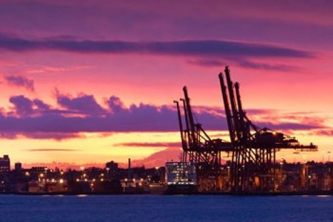Cargo Cranes Port of Vancouver Canvas Art - Walter Bibikow DanitaDelimont (29 x 19)