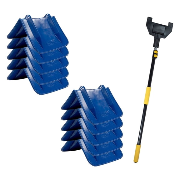 Cargo Edge Protector Kit - 10Pcs 8" x 12" Blue V-Shaped Flatbed Corner Protectors for Cargo Loads & 1Pc 8 ft Extension Handle Pole with Locking Clamps for Easy Placement
