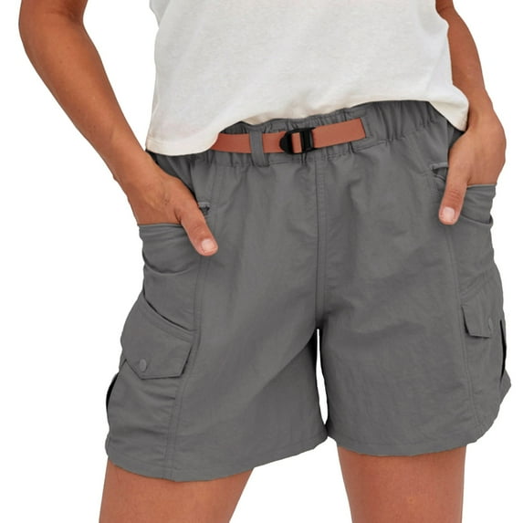 Cargo Elastic High Waist Polyester Hiking Shorts, Women's, XXL