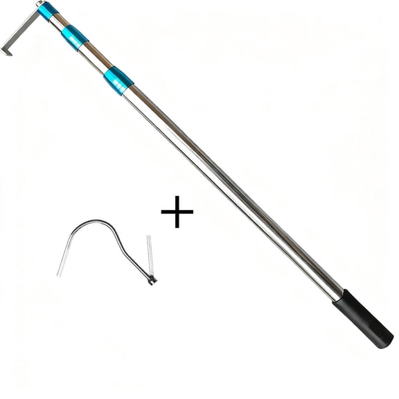 Truck Cargo Grabber Reach Retriever Tool with Two Hooks, Pickup Truck Bed Heavy Duty Truck Accessories Telescoping Pole
