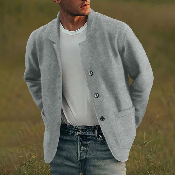 Cargo Jackets for Men with Pockets Button-Down Collared Coats Mens Vintage Solid Color Long Sleeve Casual Comfort Office Work Outerwear Jacket