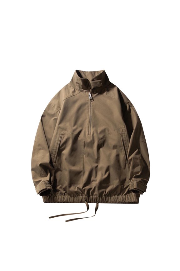 Cargo Jackets for Men with Pockets Pullover Long Sleeve Coats Mens Casual Solid Color Half Zipper Mock Neck Drawstring Hem Outerwear Sweatshirts