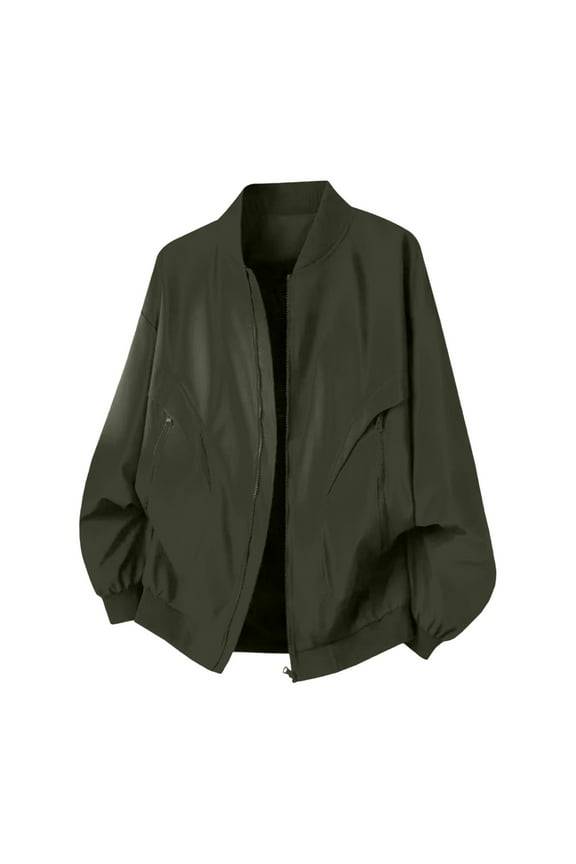 Cargo Jackets for Men with Zipper Pockets Long Sleeve Zip Up Coats Mens Casual Solid Color Mock Neck Breathable Going Out Work Outerwear Jacket