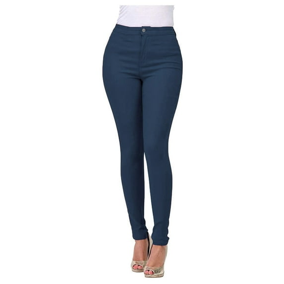 Cargo Jeans Women High Waisted-Rise Jeans Womens Solid Stretch Skinny Jeans Jeggings for Women High Waisted Jeans for Women S-6 Blue M