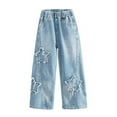 thumbnail image 1 of Cargo Jeans for Boys Girls Wide Leg Pants Elastic Waist Baggy Trousers with Multi Pocket Kids Straight Leg Denim Pant 4-16Y, 1 of 9