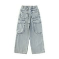 thumbnail image 1 of Cargo Jeans for Boys Girls Wide Leg Pants Elastic Waist Baggy Trousers with Multi Pocket Kids Straight Leg Denim Pant 4-16Y, 1 of 9