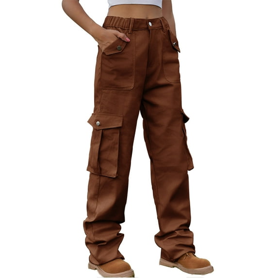 Cargo Jeans for Women Baggy Wide Leg Bootcut Denim Pants Mid Waist Multi-Pocket Straight Bootleg Pant Cowgirl Trouser