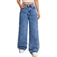 thumbnail image 1 of Cargo Jeans for Women Fashionable Pull On Stretchy Solid Color High Waist Straight Leg Jeans with Pockets, 1 of 6