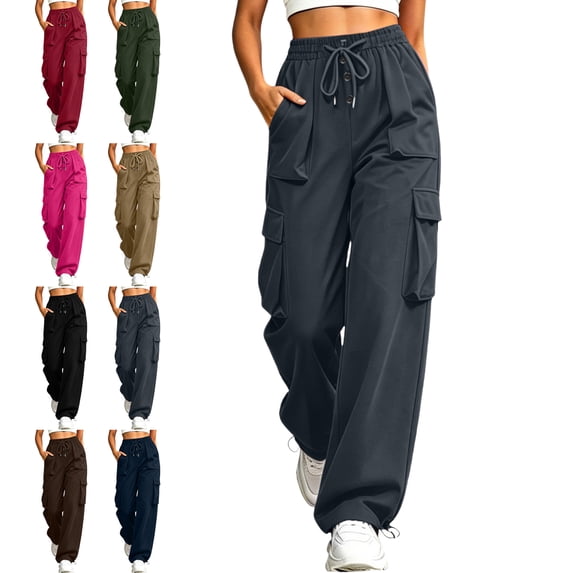 Cargo Jogger Pants for Women Quick Dry Drawstring Tapered Pockets Spring Fall Casual Athletic Pants